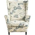 Wingback Chair Slipcovers 2-Piece Stretch Spandex Wing Chair Covers Pattern Sofa Slipcover Armchair Chair Slipcovers Furniture Covers for Wingback Chairs Skid Resistance Machine Washable