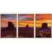 wall26 - 3 Piece Framed Canvas Wall Art - Monument Valley Sunset West and East Mittens and Merrick Butte Utah - Modern Home Art Stretched and Framed Ready to Hang - 24 x36 x3 NATURAL