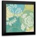 Charron Veronique 12x12 Black Modern Framed Museum Art Print Titled - Floral Decal Turquoise II