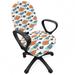 Fish Office Chair Slipcover Pattern with Marine Cartoon Animal Protective Stretch Decorative Fabric Cover Standard Size White Blue Grey Orange by Ambesonne