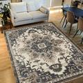 HR HANDCRAFT RUGS Traditional Rug for Living Room Antiqued Oriental Brown Latte Beige and Multiâ€“Area Rug Whit Gray Boho DÃ©cor Rugs for Bedroom 5â€™ X 7â€™