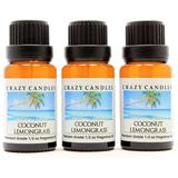 Crazy Candles Coconut Lemongrass (Made in USA) 3 Bottles 1/2 FL Oz Each (15ml) Premium Grade Scented Fragrance Oil