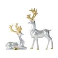 Wanwan 2Pcs/Set Deer Figurine Active Poses Origami Design Resin Christmas Reindeer Couple Sculpture for Desktop