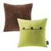 Phantoscope Decorative Throw Pillow Set Soft Corduroy Striped Velvet & Triple Buttons Cotton Blend Series Bundle for Sofa Couch Bedroom Brown & Yellow Green 18 x 18