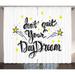 Dream Curtains 2 Panels Set Dont Quit Your Daydream Positive Life Message with Yellow Shaded Stars Window Drapes for Living Room Bedroom 108 W X 63 L Yellow Black and White by Ambesonne