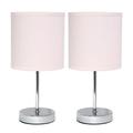 Chrome Mini Basic Table Lamp with Fabric Shade Blush Pink - Pack of 2