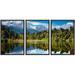 wall26 - 3 Piece Framed Canvas Wall Art - Beautiful Lake Southern Alps New Zealand - Modern Home Art Stretched and Framed Ready to Hang - 16 x24 x3 BLACK