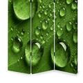 Morning Dew Print Foldable Canvas Screen with 3 Panels Green- Saltoro Sherpi