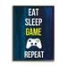 Stupell Industries Eat Sleep Game Repeat Controller Layered Background Graphic Art Black Framed Art Print Wall Art Design by Annie Warren