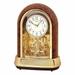 Musical Anniversary Gold And Woodgrain Table Clock
