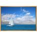 Framed Canvas Prints Wall Art - Beautiful Seascape White Sail Boat on The Blue Calm Sea | Modern Wall Decor Decoration Stretched Gallery Canvas Wrap Giclee Print & Ready to Hang - 24 x36&quo