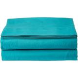 600 Thread Count 3 Piece Flat Sheet ( 1 Flat Sheet + 2- Pillow cover ) 100% Egyptian Cotton Color Turquise Blue Solid Size King