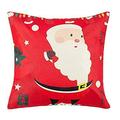 AnuirheiH Christmas Cotton Throw Pillow Covers 18 x 18 Inches Xmas Cushion Cover Case Decorations Winter Holiday Party Pillow Customized Zipper Pillowcase Decor for Sofa Bed Couch