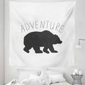 Adventure Tapestry Black Silhouette of a Wild Bear Zoo Animal Nature Passion Hipster Design Fabric Wall Hanging Decor for Bedroom Living Room Dorm 5 Sizes Charcoal Grey White by Ambesonne