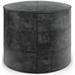Trent Home Boho Round Pouf in Distressed Black Genuine Leather