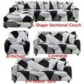 SHANNA Stretch Couch Covers Sofa Slipcover for 1/2/3/4 Seater Elastic Furniture Protector Geometric Pattern Sectional L Shape Couch Covers (Gray+White 3 Seater Cover)