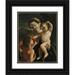 Giovanni Lanfranco 12x14 Black Ornate Wood Framed Double Matted Museum Art Print Titled: Madonna and Child with the Infant Saint John the Baptist (About 1630-1632)