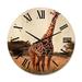 Designart African Giraffe In The Wildlife I Farmhouse Wood Wall Clock