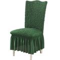 MRULIC Cushion Bubble plaid Stretch Dining Chair Covers Slipcovers Thick With Chair Cover Skirt + DARK GREEN