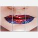 Designart Beautiful Women Lips With Red and Blue Lipstick Modern Canvas Wall Art Print