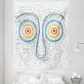 Psychedelic Tapestry Confused Man Portrait Human Face with Large Hypnotic Eyes Trance Hand Drawn Fabric Wall Hanging Decor for Bedroom Living Room Dorm 5 Sizes Multicolor by Ambesonne