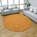 RUGSOTIC CARPETS HAND KNOTTED LOOM WOOL ECO-FRIENDLY AREA RUGS - 10 x10 Round Orange Plain Solid Design High Pile Thick Handmade Anti Skid Area Rugs for Living Room Bed Room (L00111)