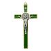 8.75 Gold-Tone St. Benedict Crucifix with Green Enamel Inlays
