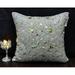 Zarimoon Silver Beaded Pillow Cover Luxury Handmade Toss Cushion Cover Embroidered Accent