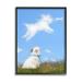 Stupell Industries White Dog Watching Shaped Clouds Chasing Bone Graphic Art Black Framed Art Print Wall Art Design by Michael Quackenbush