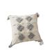 Decorative Throw Pillow Cover Tribal Boho Woven Tufted Pillowcase With Tassels Grey And Cream White