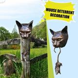 LBS Cat Door Knocker Sculpture Ornament Home Decor Garden Decor Enemy Pest Repellent
