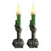 2pcs Skeleton Hand Candle Light Halloween Candelabra Candles Halloween Skull Candle Holder Light for Party Bar Haunted House Decoration