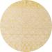 Ahgly Company Machine Washable Indoor Round Abstract Sun Yellow Area Rugs 4 Round