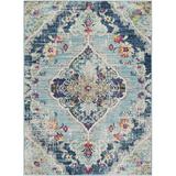 Surya Floransa FSA-2300 31 x 144 Runner Fabric Rug in Light Blue/Navy/Gray