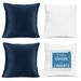 Nestl Plush 2 Pack Solid Decorative Microfiber Square Throw Pillow Cover with Throw Pillow Insert for Couch Navy Blue 18 x 18