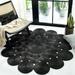 Round Black Color Hand Braided Home Decorative Area Rug Living room Area rug Indoor Outdoor Carpet Door Mat-7x7 Square Feet (84x84 Inch)