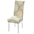 REGALWOVEN Stretch Spandex Dining Chair Cover Floral Chair Seat Slipcover Beige Blue