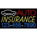 Auto Insurance with Phone Number LED Neon Sign 20 x 37 - inches Clear Edge Cut Acrylic Backing with Dimmer - Bright and Premium built indoor LED Neon Sign for automotive store and mall.
