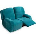 CJC Velvet Recliner Covers for 2 Seater Stretch Armchair Slipcovers with Side Pocket Cushion Reclining Sofa Couch Protector