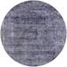 Ahgly Company Indoor Round Mid-Century Modern Purple Navy Blue Oriental Area Rugs 6 Round