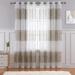 PinShang Striped Sheer Curtains Grommet Semi Sheer Curtain for Bedroom Living Room 52 x95 2 Panels Beige