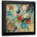 Vassileva Silvia 12x12 Black Modern Framed Museum Art Print Titled - Blue and Sienna Floral