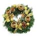 14 Christmas Advent Wreath Ring Candle Holder Yellow Ribbon and Pine Cones Advent Calendar Season Candle Holder Centerpiece Decor X-mas Candles Decorations