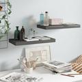Anself 2 Piece Floating Shelves MDF Wall Mounted Shelf Photo Display Stand Storage Rack High Gloss Gray for Living Room Bedroom Bathroom Home Office Decor 19.7 x 9.1 x 1.5 Inches (L x W x H)