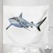 Shark Tapestry Large Reef Shark Swimming Futuristic Computerrt Underwater Design Fabric Wall Hanging Decor for Bedroom Living Room Dorm 5 Sizes Blue Grey White by Ambesonne