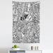 Music Tapestry Outline Monochromatic Doodle in Chaotic Design with Musical Themed Elements Fabric Wall Hanging Decor for Bedroom Living Room Dorm 5 Sizes Charcoal Grey White by Ambesonne