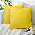 2Pcs Super Soft Decorative Velvet Cushion Covers Quilted Polka Dot Decorative Throw Pillow Covers Square Throw Pillow Cover Decorative for Couch Sofa Bedroom Car Couch Bed 18x18 Inch yellow