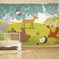 Tiptophomedecor Peel and Stick Cartoon Wallpaper Wall Mural - Funny Animals - Removable Wall Decals