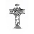 Jeweled Cross Pewter Catholic Saint St Kevin Pray for Us Standing Cross Religious Home Decor 5 Inch