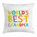 Grandma Throw Pillow Cushion Cover Cartoon Style Lettering Worlds Best Grandma Quote with Stars Colorful Illustration Decorative Square Accent Pillow Case 20 X 20 Inches Multicolor by Ambesonne